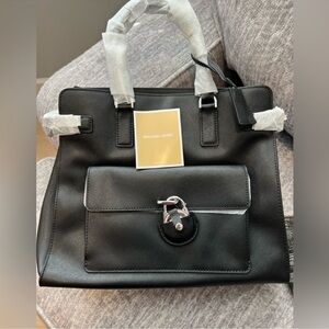 *NWT* Michael Kors Black Emma Leather Tote/Shoulder Bag